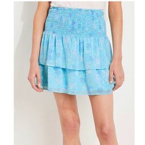 Vineyard Vines Blue Floral Smocked Tiered Mini Skirt